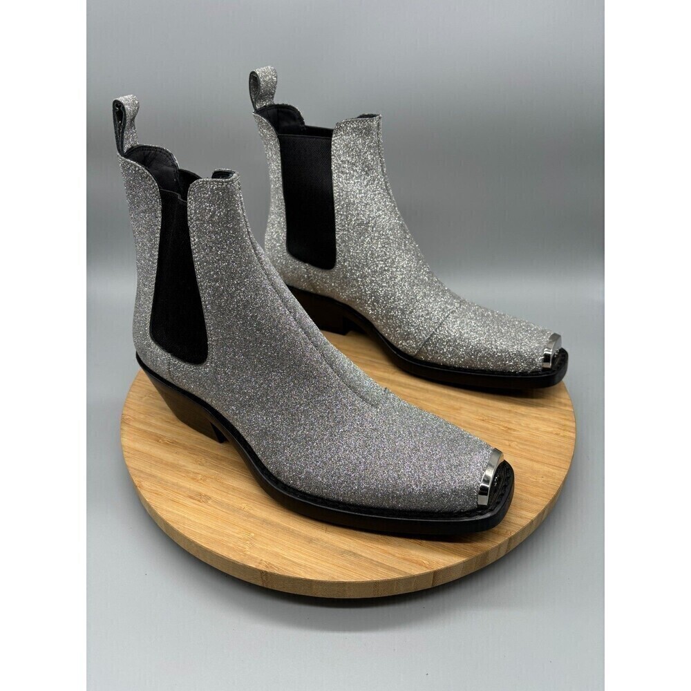Calvin Klein X Raf Simons Silver Western Boots 205W39NYC Womens 7.5 / EU 37.5 - Picture 2 of 13
